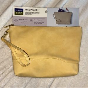 BRAND NEW Travel Wristlet Clutch Yellow with Gold Zippers